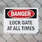 Signmission Lock Gate At All Times Danger Sign, Plastic, 14in W x 10in L, 2PK OS-2PACK-DS-P-1014-L-2151 - alternate 7